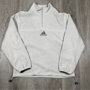 Vintage 90s Adidas White Quarter Zip Sweatshirt Heavyweight Mens Sz M